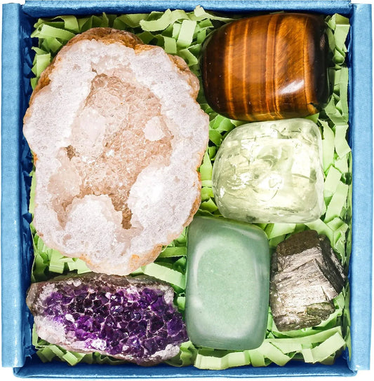 Set de Cristales y Piedras Curativas para Abundancia y Prosperidad - Cristales Espirituales y Regalo Metafísico para Meditación